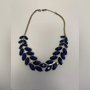 Costume Jewelry Blue Stone and Gold Tone Necklace